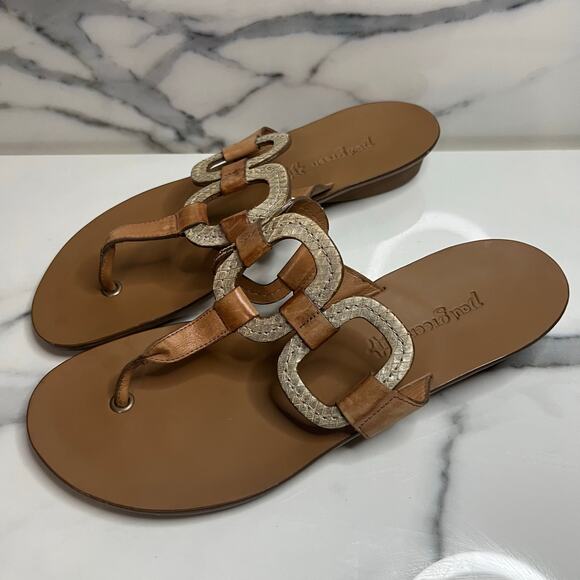 Paul Green Women's Brown Leather Neutral Thong Flip Flop Sandals UK 8 US 10.5 - Picture 3 of 5